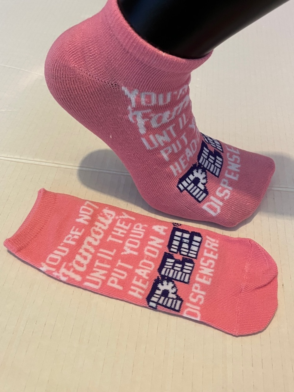 Pez Pink Ankle Socks - Fun Novelty Women’s Pair - Picture 5 of 7